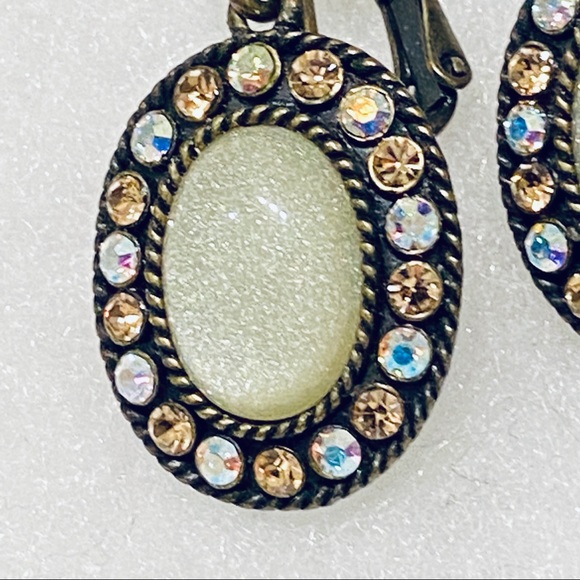 Oval Clip On Earrings Opal-like Stone from Avon - Picture 7 of 9